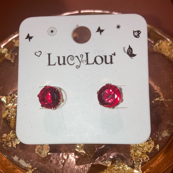 Lucy Lou Red Stud Earrings NWT - Picture 1 of 5